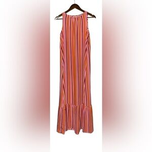 Loft Women Striped Sleeveless Maxi Dress S Boho Colorful Festive Beachy‎